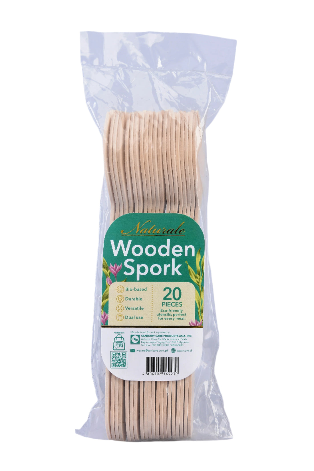 Naturale Wooden Spork - 20 Pieces per Pack