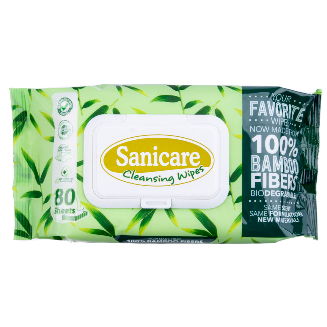Sanicare Bamboo Cleansing Wipes - 80 Sheets (1 Pack)
