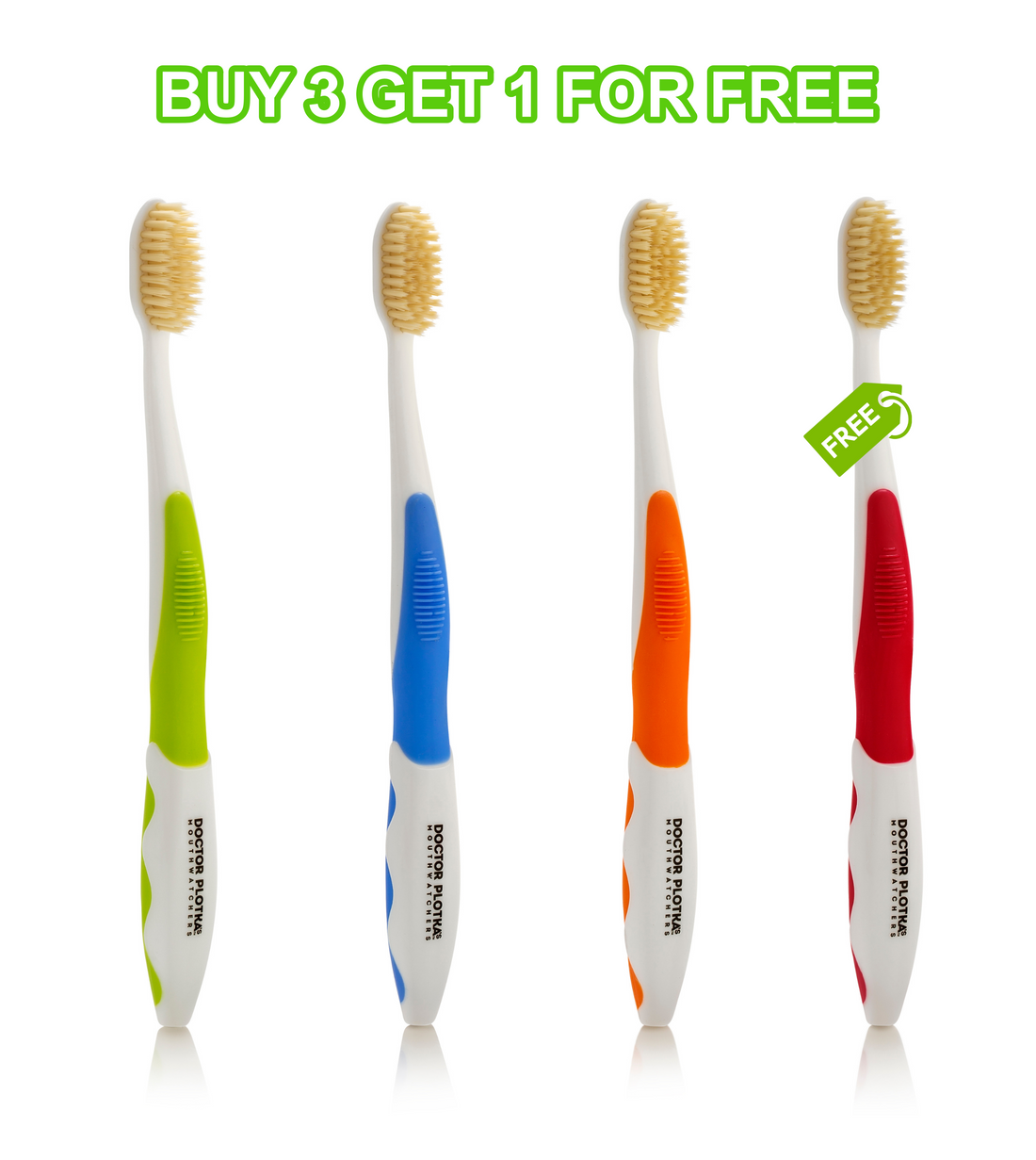 Dr. Plotka's Toothbrush Buy 3 Adult + Get 1 Adult for FREE (Pack of 4)