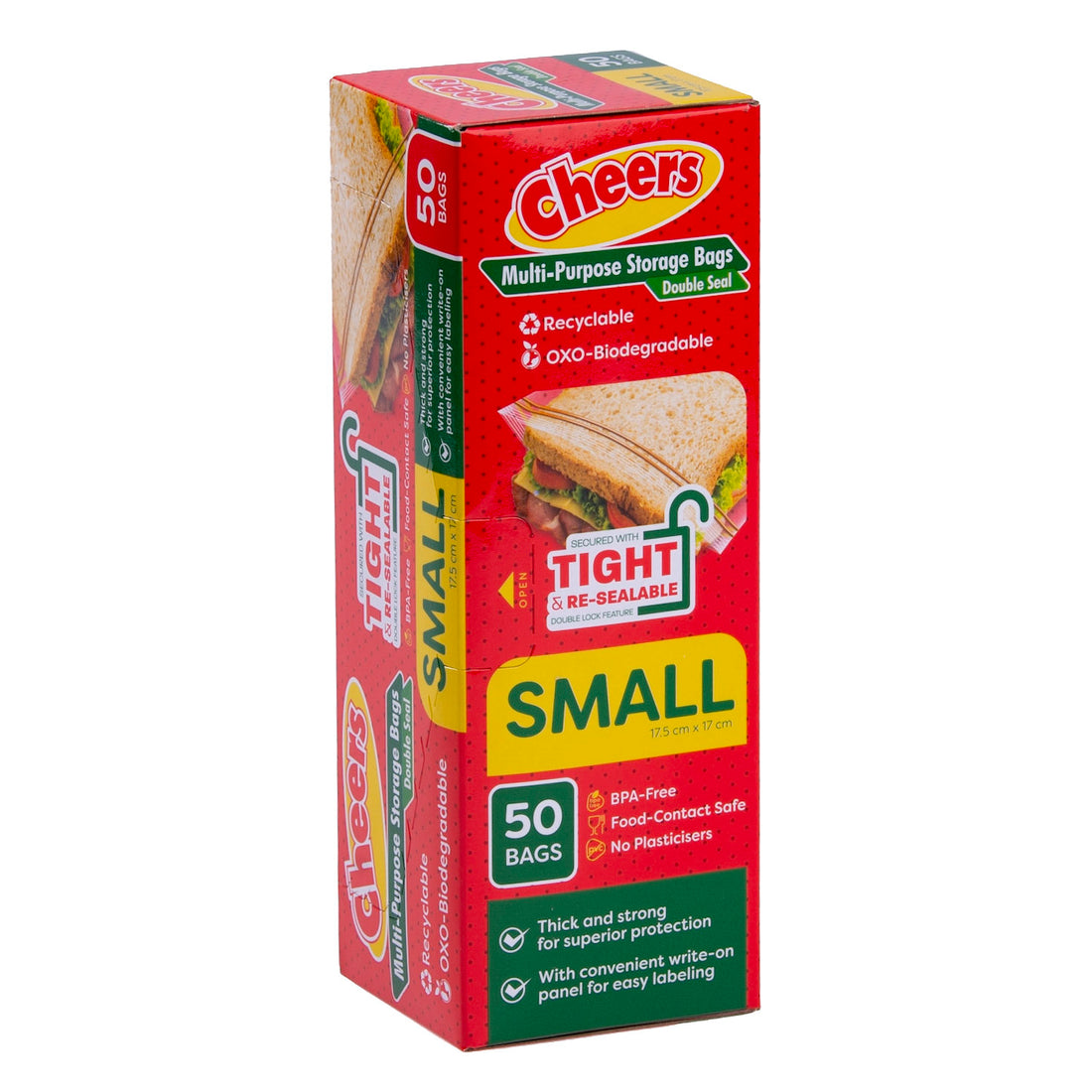 Cheers Small Size Multipurpose Storage Bag 50 Bags - Double Seal (1 Pack) CTC