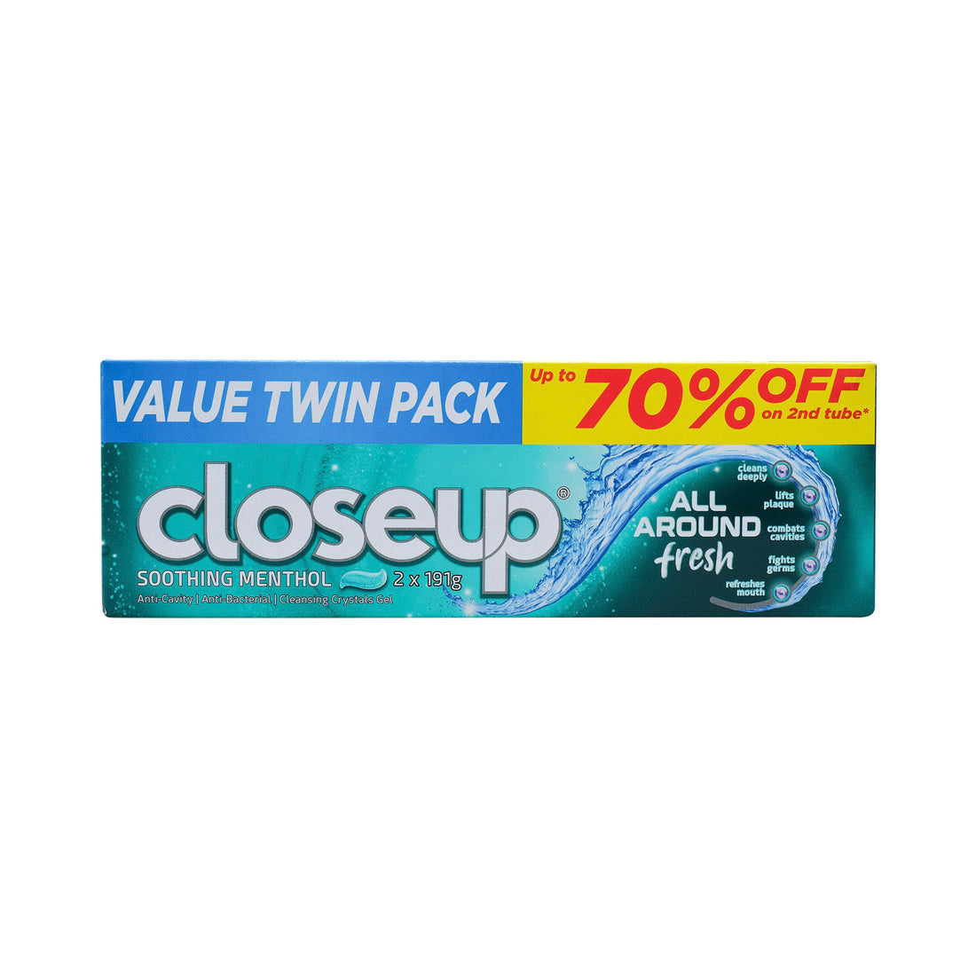 Closeup All Around Fresh Gel Toothpaste Soothing Menthol 191g (Twin Pack)