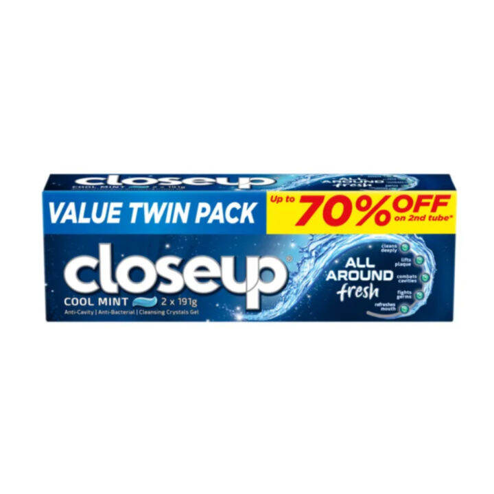 Closeup All Around Fresh Gel Toothpaste Cool Mint 191g (Twin Pack)