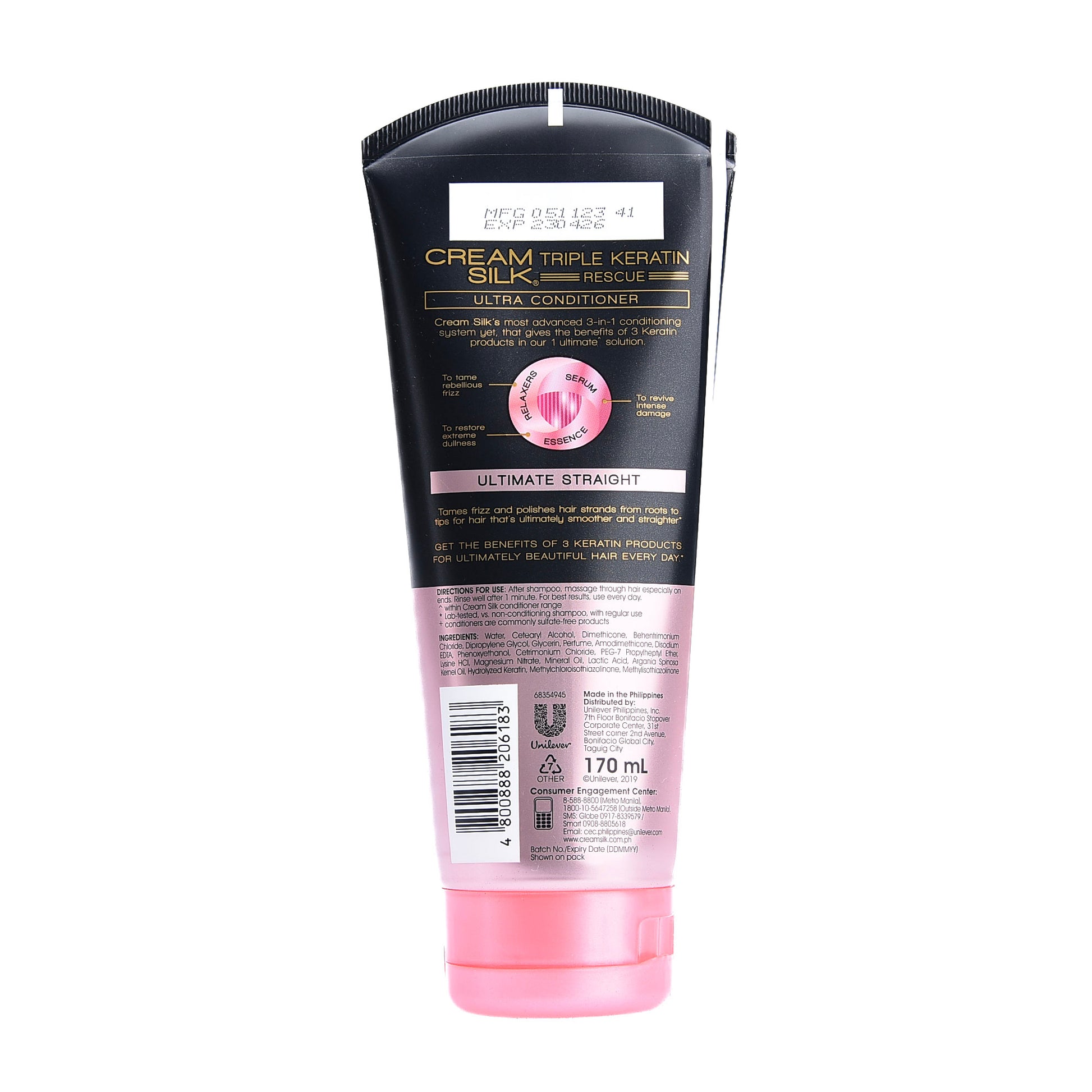 Cream Silk Triple Keratin Rescue Ultra Conditioner Ultimate Straight 170ml