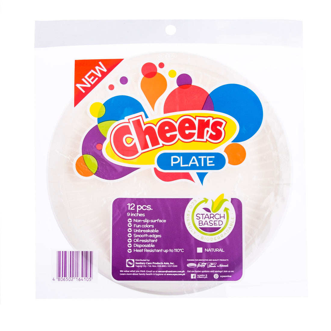 Cheers Starch-based Natural Color Plates 12 Pieces (1 Pack)