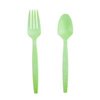 Cheers Starch-based Cutleries Green Color Spoon & Fork 12 Pairs (1 Pack)