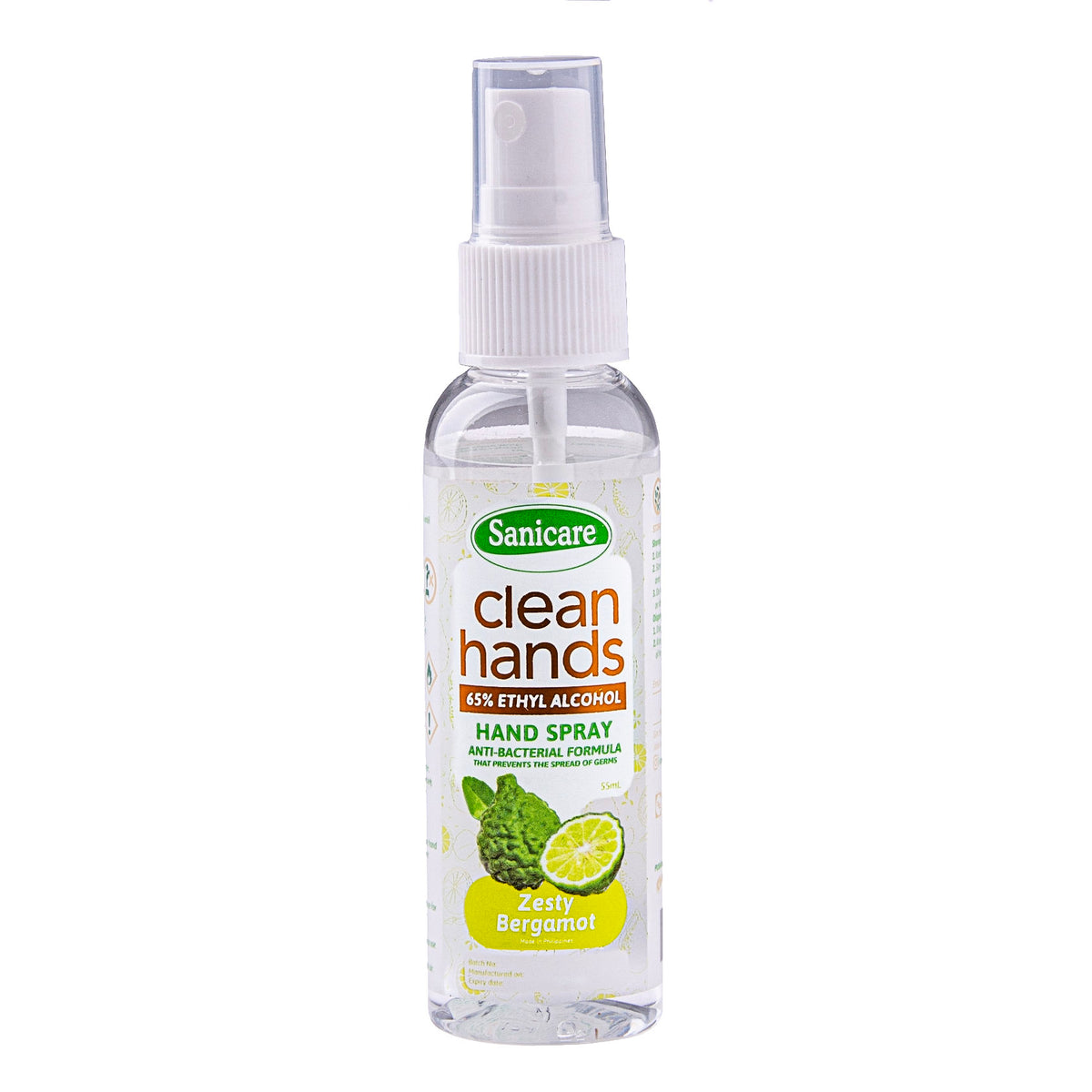 Hand Spray Clean Sanicare Clean Hands Alcohol Spray - Zesty Bergamot (Pack of 3)