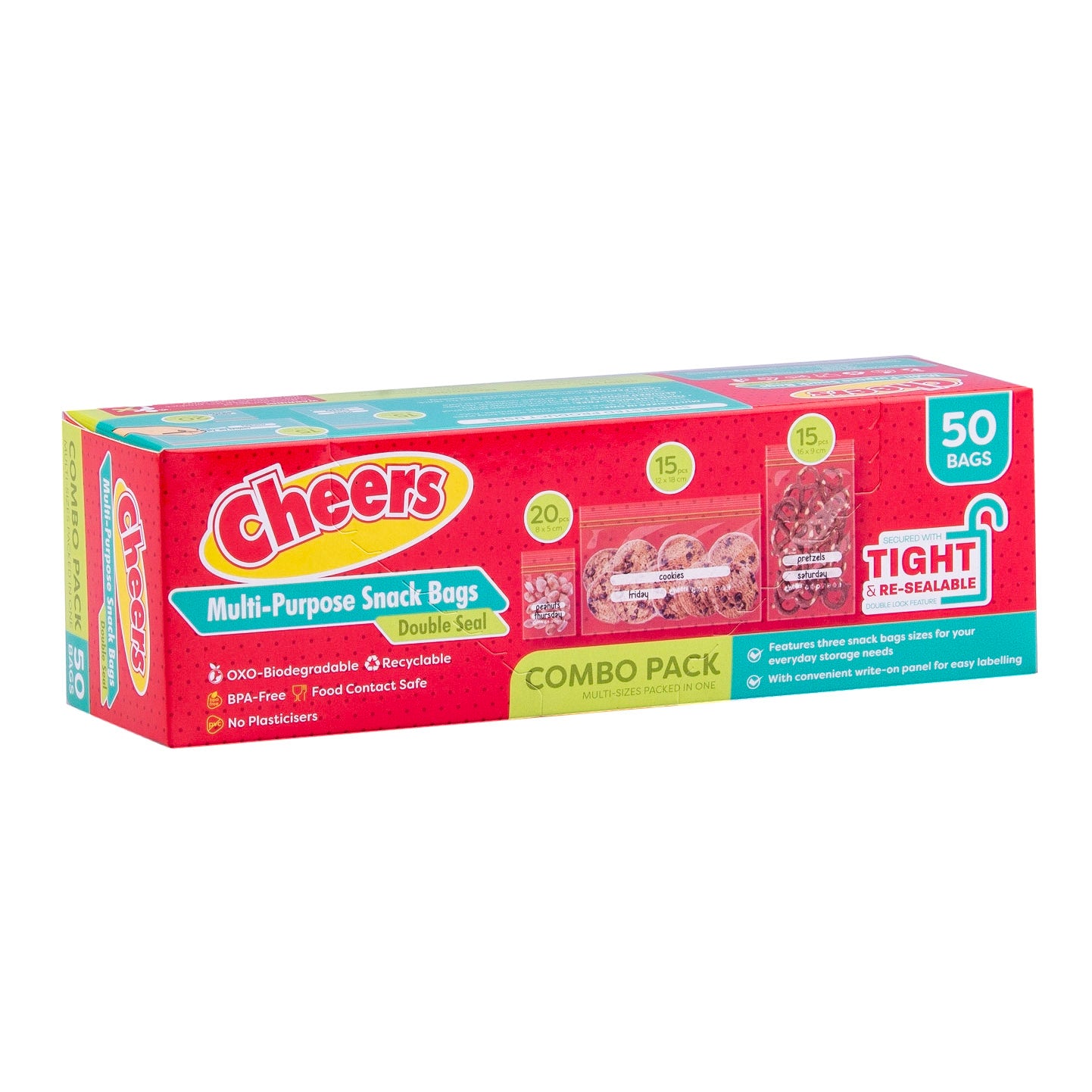 Cheers Multipurpose Double Seal Snack Bag - Combo Pack (1 Box)