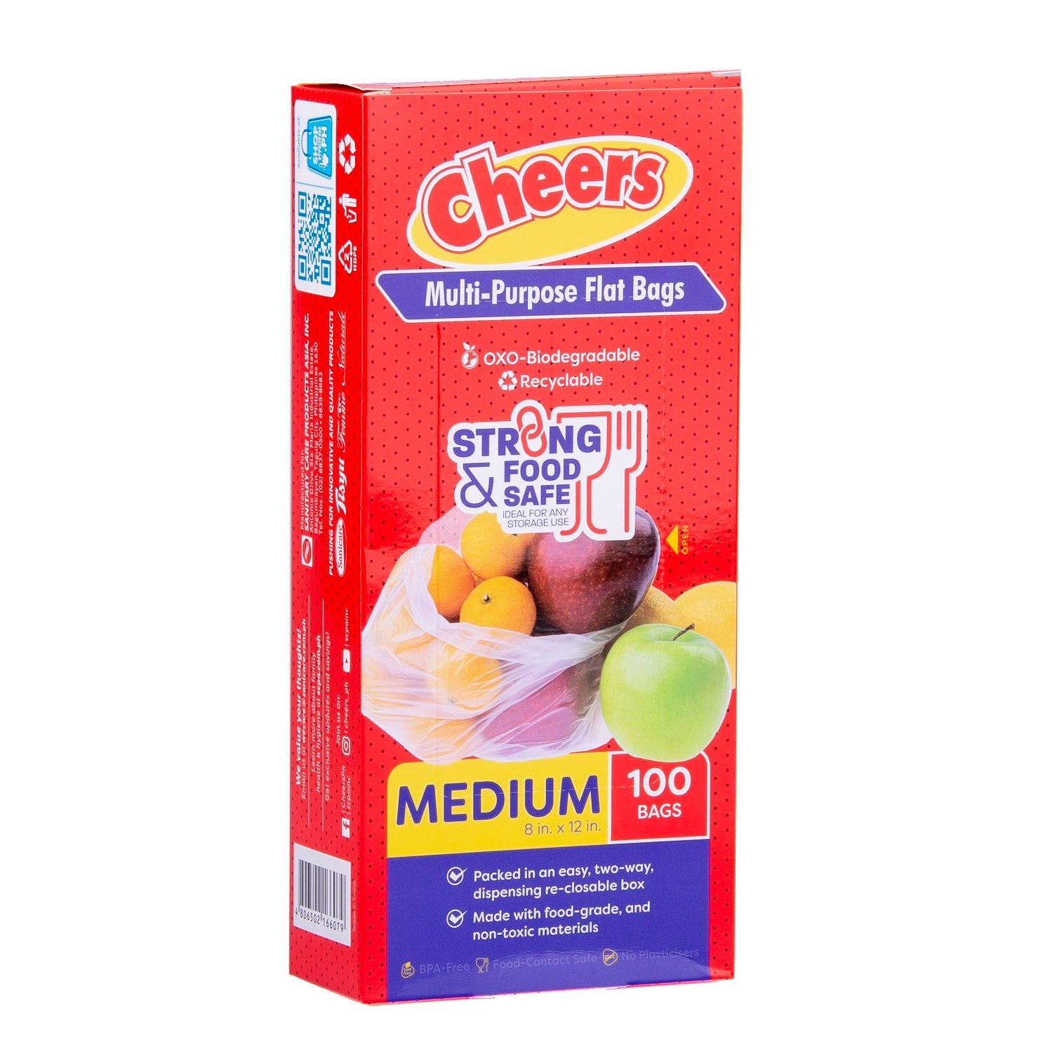 Cheers Medium Size Multi-Purpose Flat Bag - 100 Bags (1 Box)