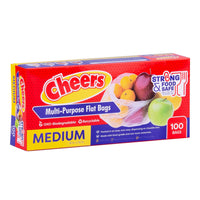 Cheers Medium Size Multi-Purpose Flat Bag - 100 Bags (1 Box)