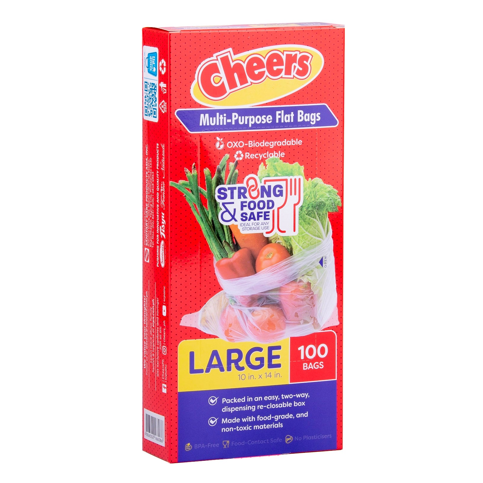 Cheers Large Size Multi-Purpose Flat Bag - 100 Bags (1 Box)