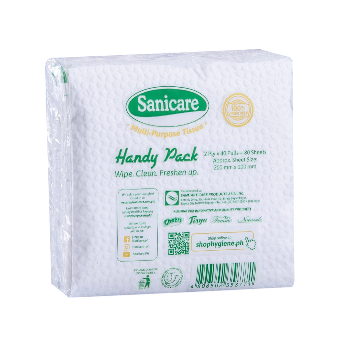 Sanicare Handy Pack Bathroom Tissue 40 Pulls (Pack of 3)