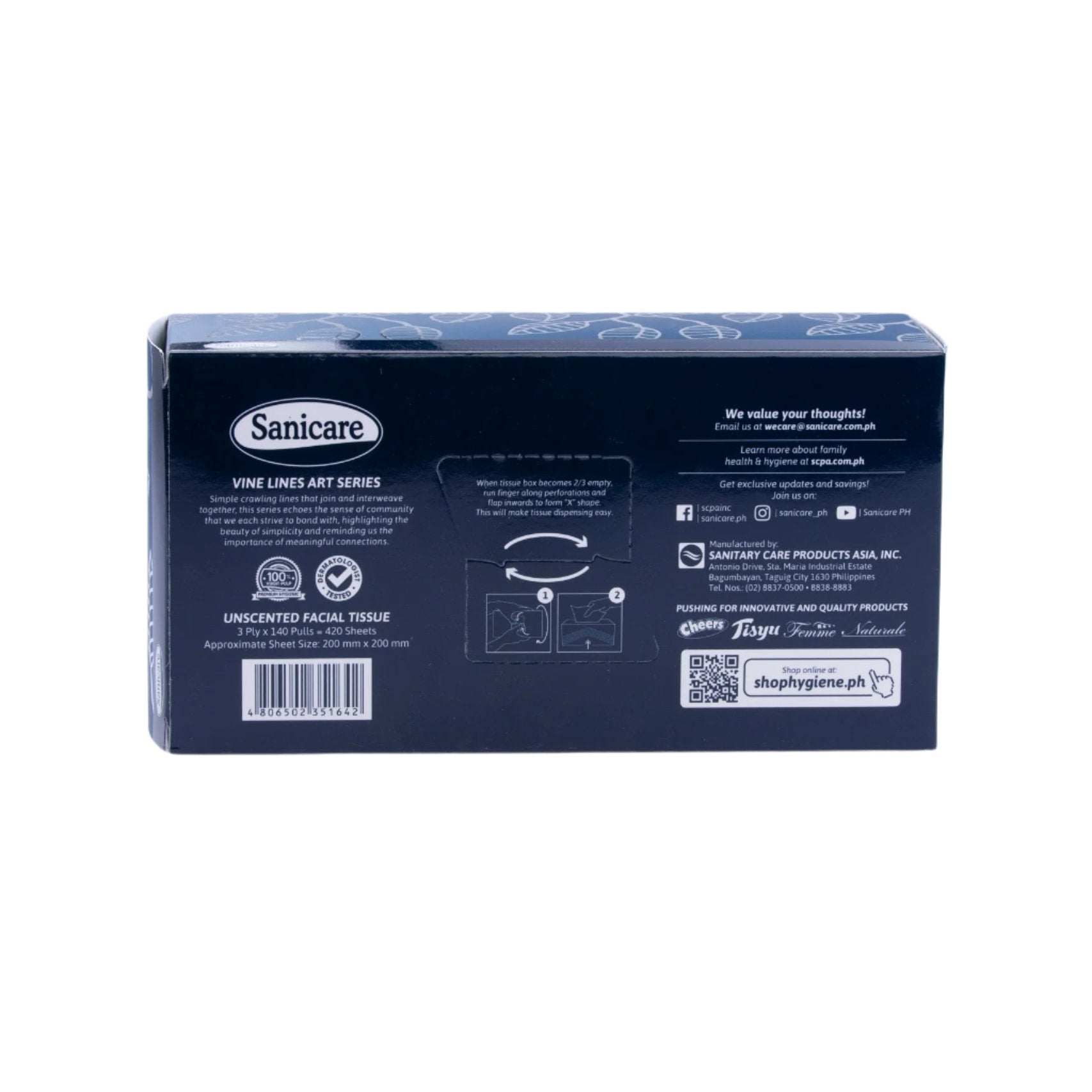 Sanicare Econo Box Facial Tissue 3 Ply (1 Box)