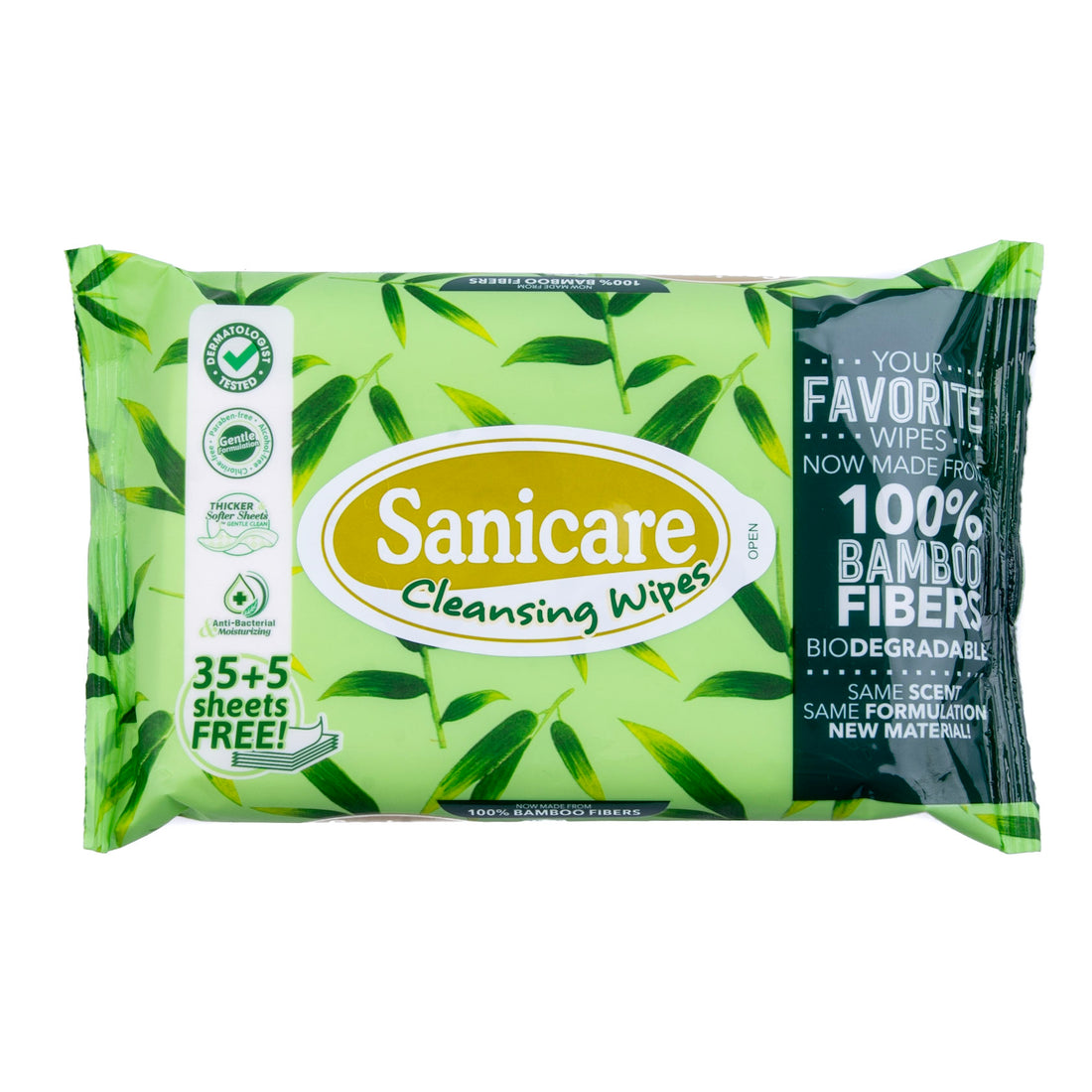 Sanicare Bamboo Cleansing Wipes  35+5 Sheets (1 Pack)