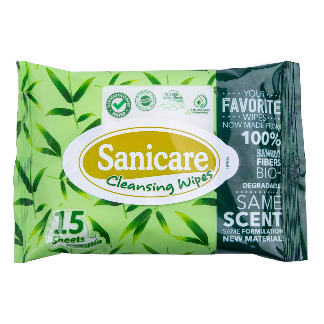 Sanicare Bamboo Cleansing Wipes - 15 Sheets (1 Pack)