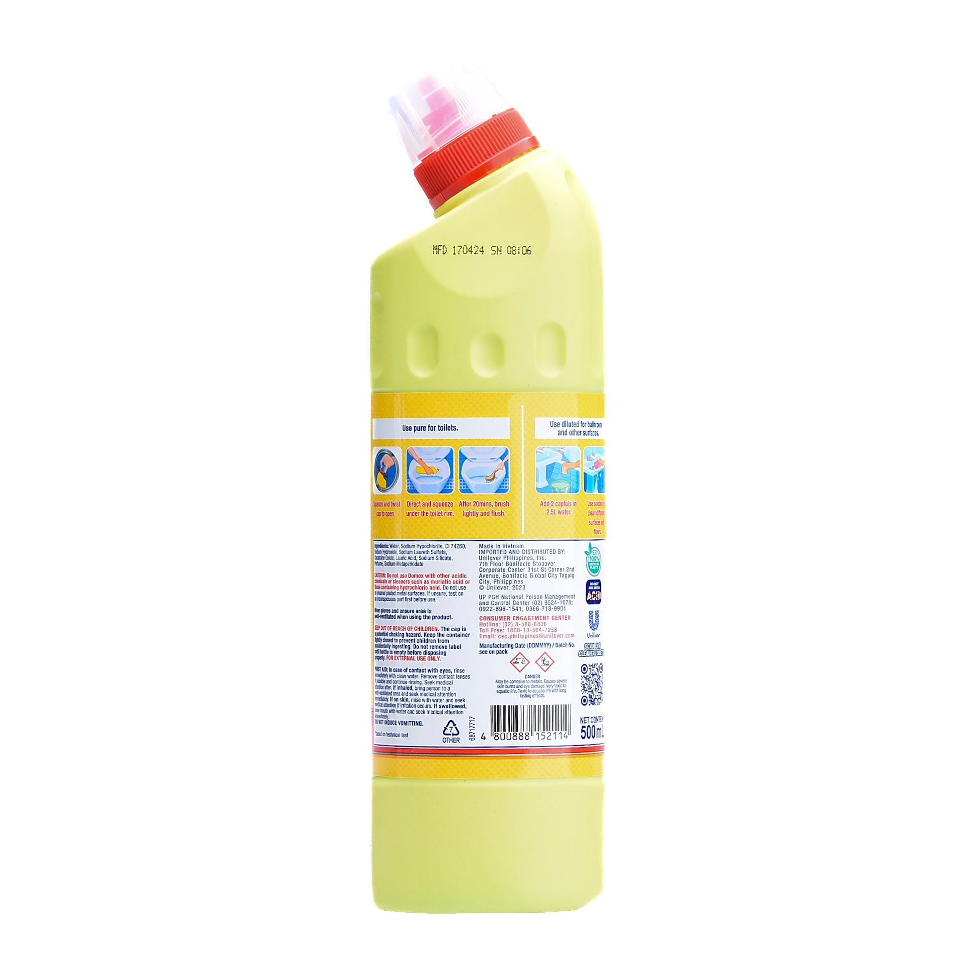 Domex Ultra Thick Bleach Toilet Cleaner Lemon Explosion 500ml