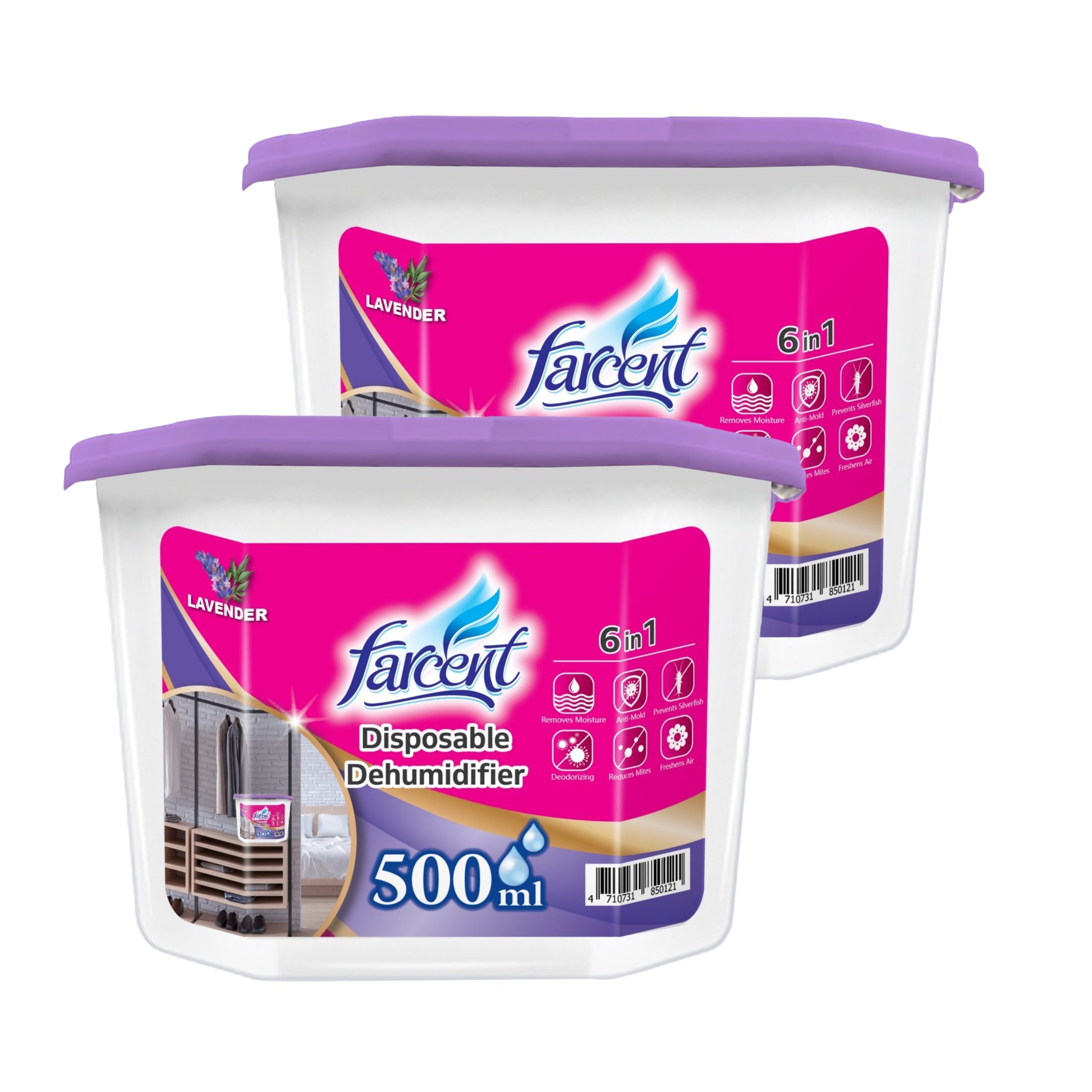 Farcent Dehumidifier Disposable Lavander 500ml Twinpack