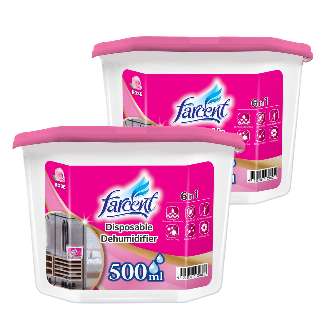 Farcent Dehumidifier Disposable Rose 500ml Twinpack