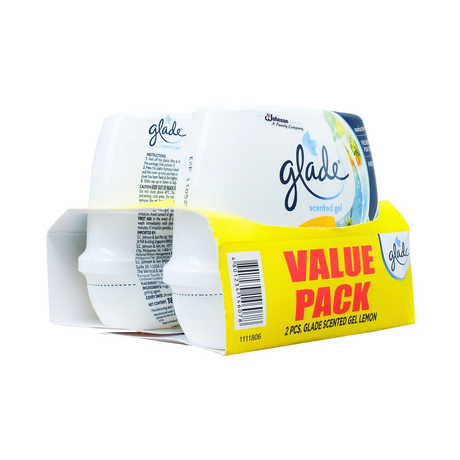 Glade Scented Gel - Lemon Twin 180g (Pack of 2)