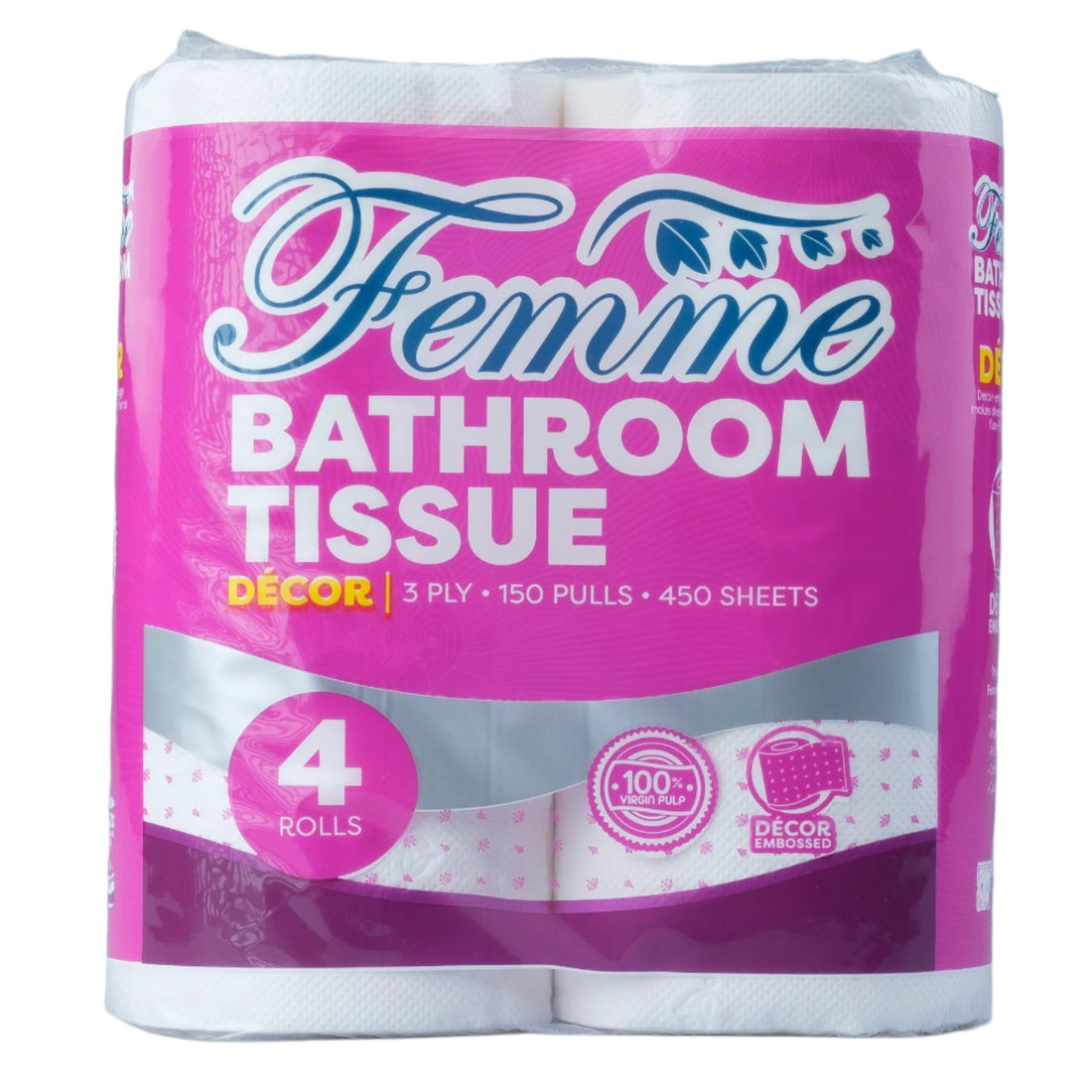 Femme Décor 3 Ply Bathroom Tissue (4 Rolls)