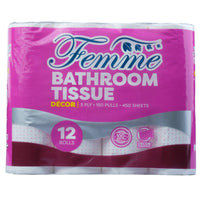 Femme Décor 3 Ply Bathroom Tissue (12 Rolls)