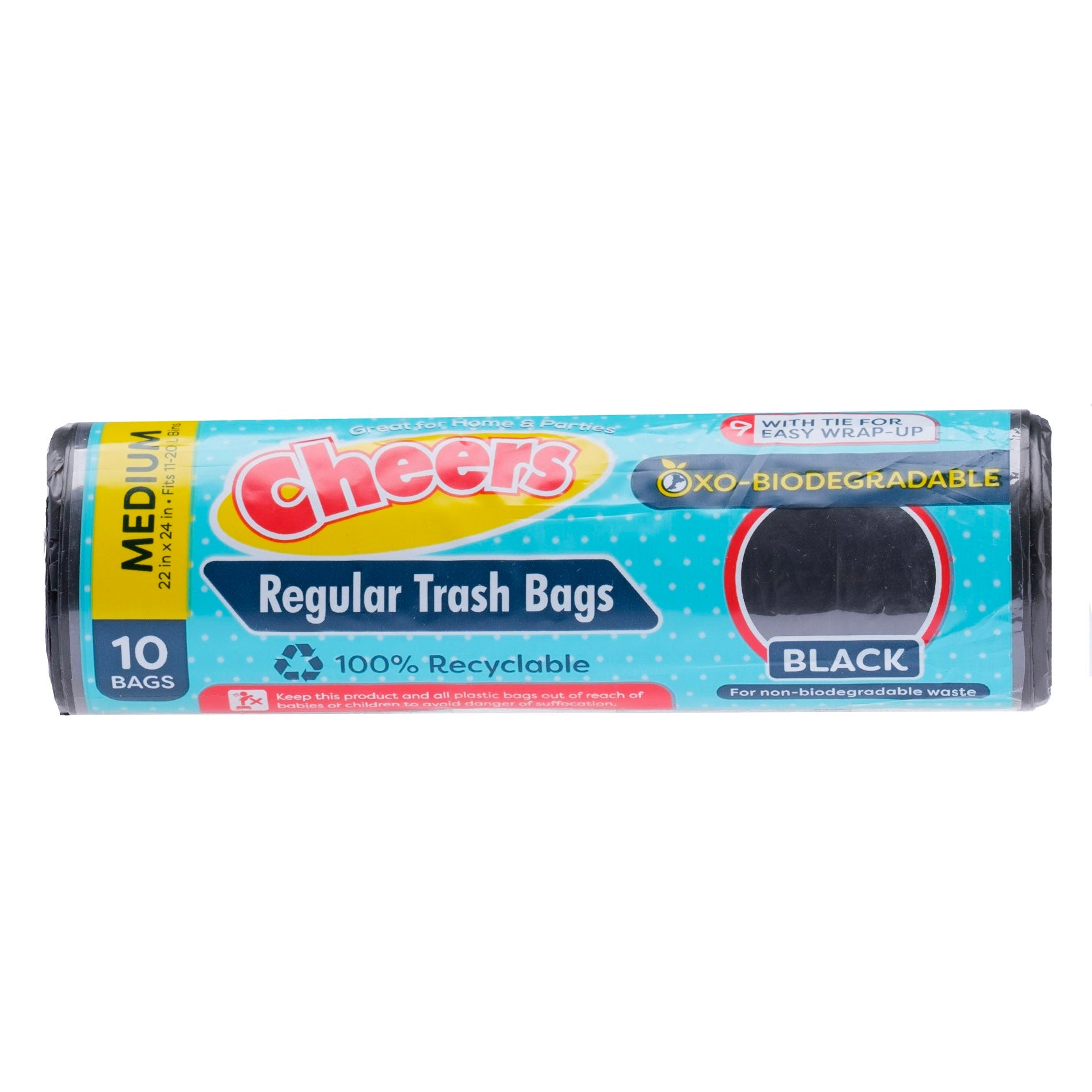 Cheers Medium Size Black Trash Bag - 10 Bags (1 Pack)