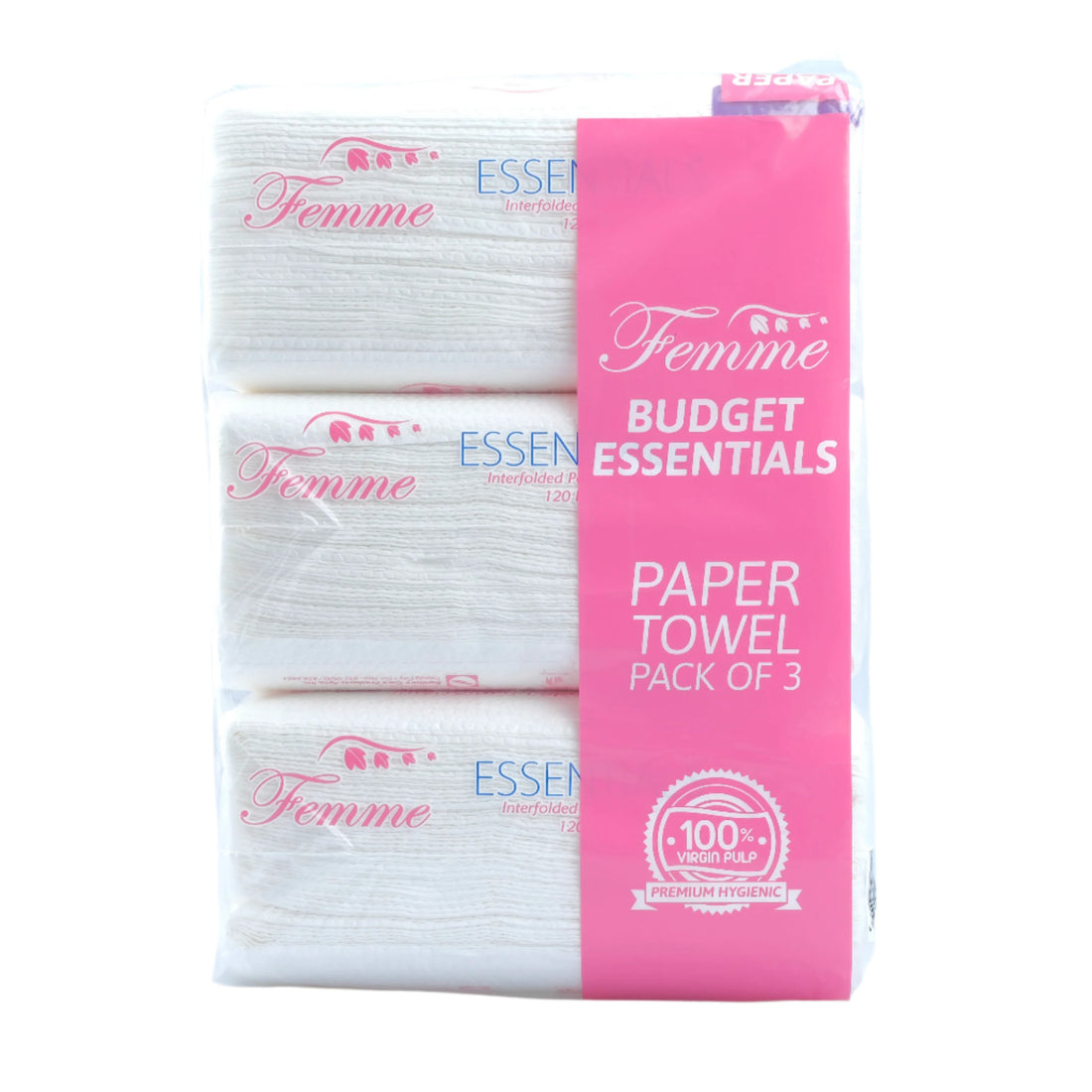 Femme Essentials Interfolded Paper Towel 120P Pack Of 3