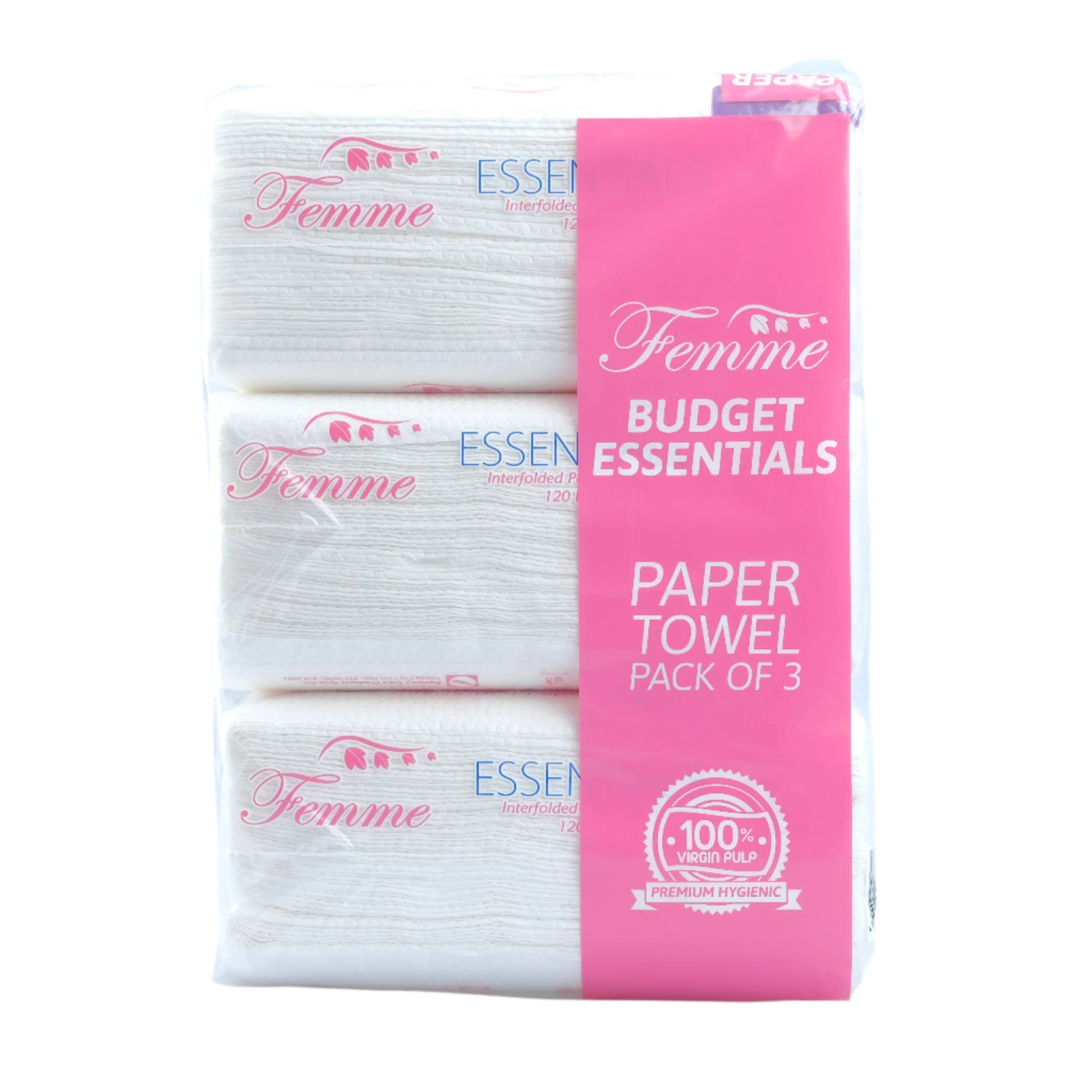 Femme Essentials Interfolded Paper Towel 120P Pack Of 3