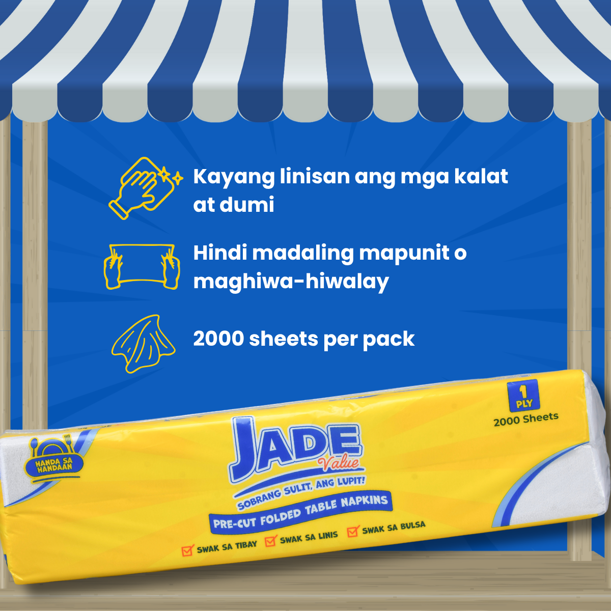 Jade Value Table Napkin Pre-Cut Folded 2000-sheets