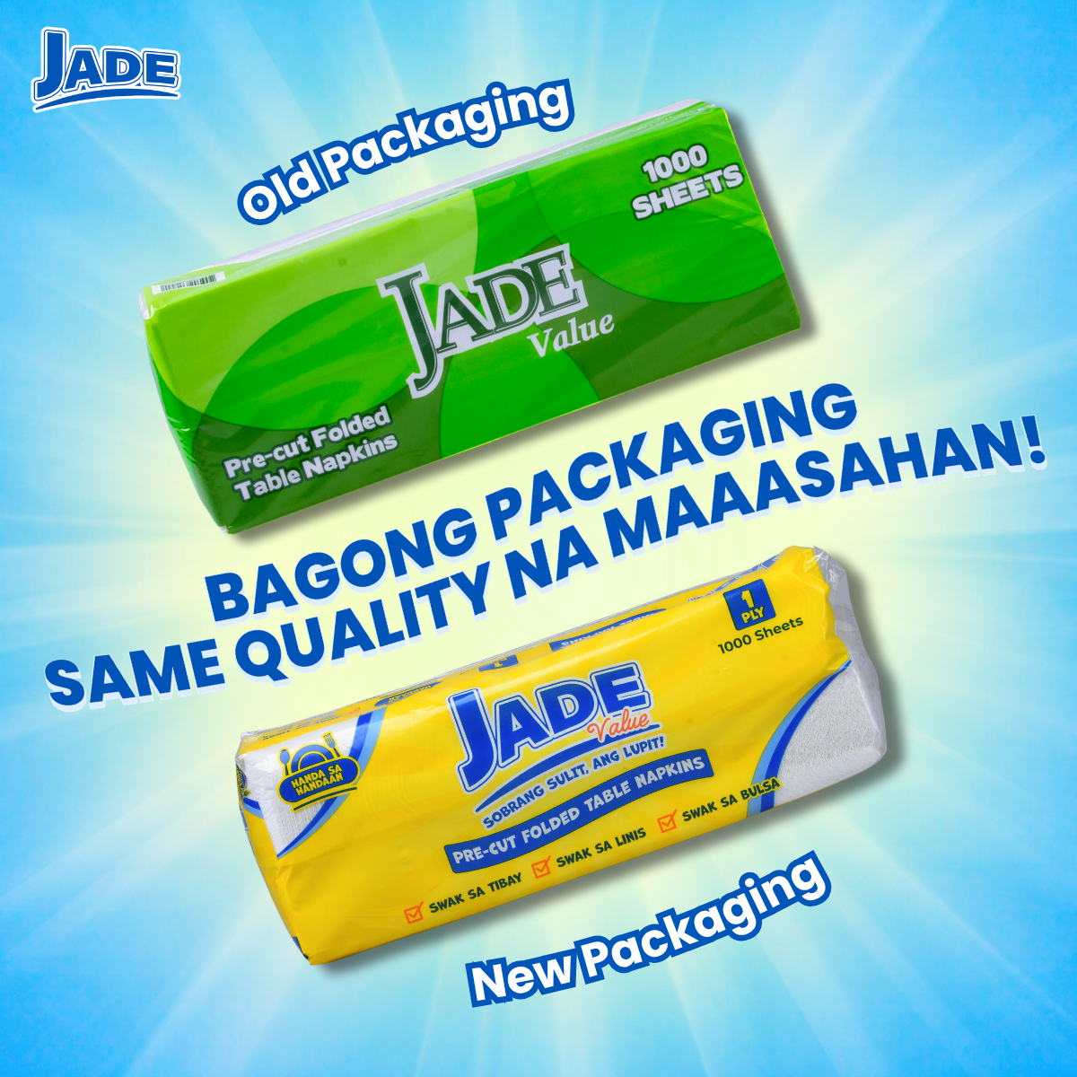 Jade Value Table Napkin Pre-Cut Folded 1000-sheets