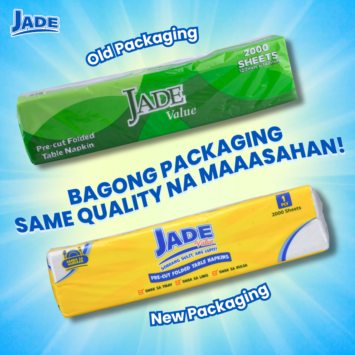 Jade Value Table Napkin Pre-Cut Folded 2000-sheets