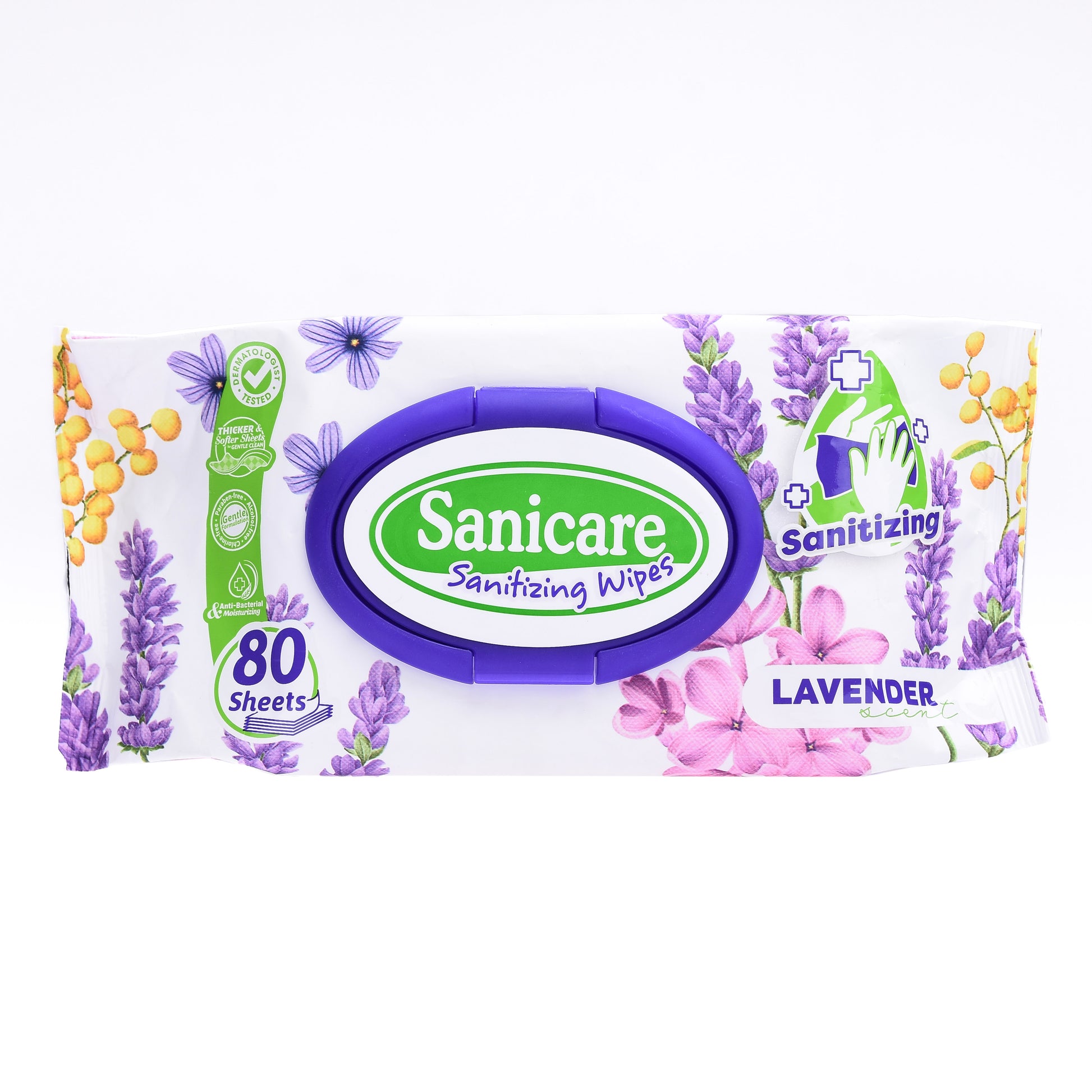 Sanicare Lavender Sanitizing Wipes 80 Sheets (1 Pack)