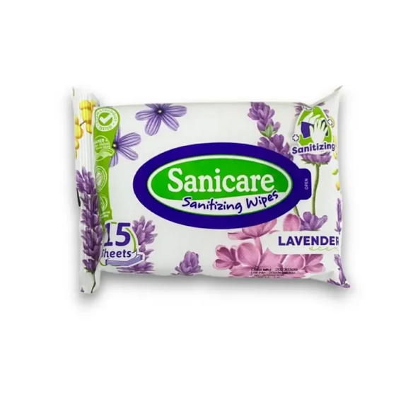 Sanicare Lavender Sanitizing Wipes 15 Sheets (1 Pack)