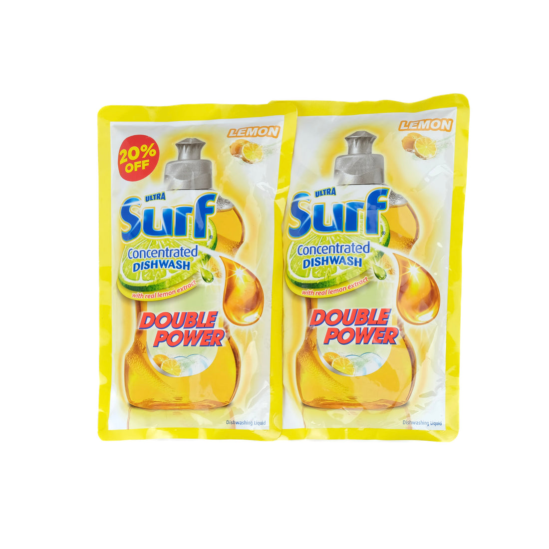 Surf Dishwashing Liquid Lemon Pouch 750ml (Pack of 2)