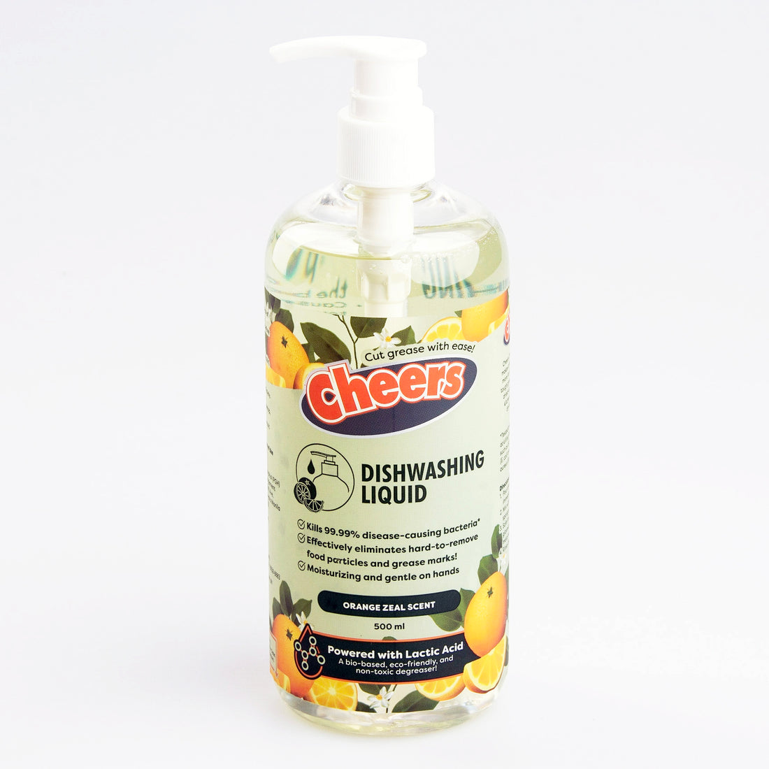 Cheers Dishwashing Liquid 500ml - Orange Zeal Scent (1 Pump Bottle) CTG