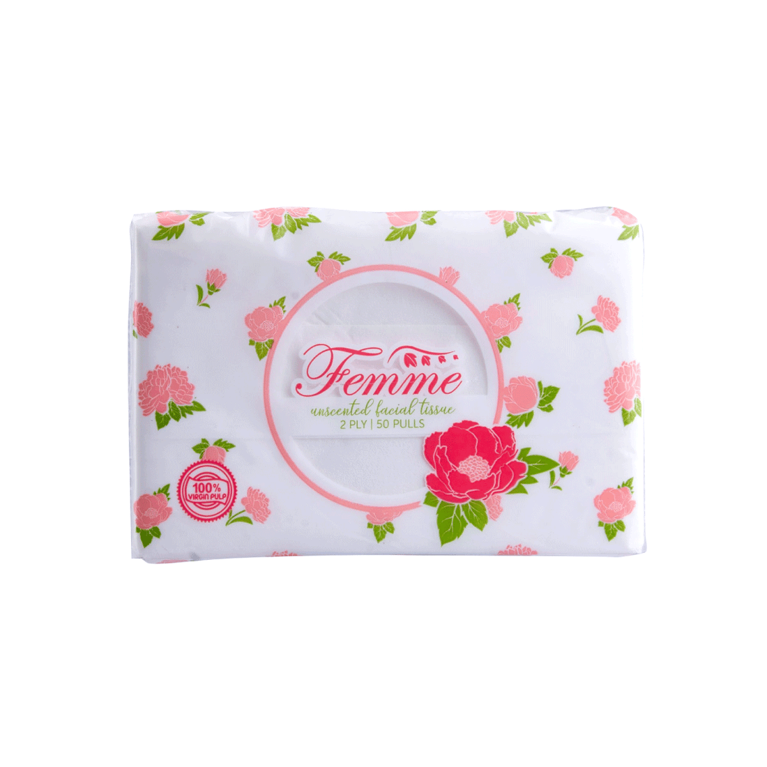 Femme Facial Tissue Travel Pack 50 pulls 2 ply