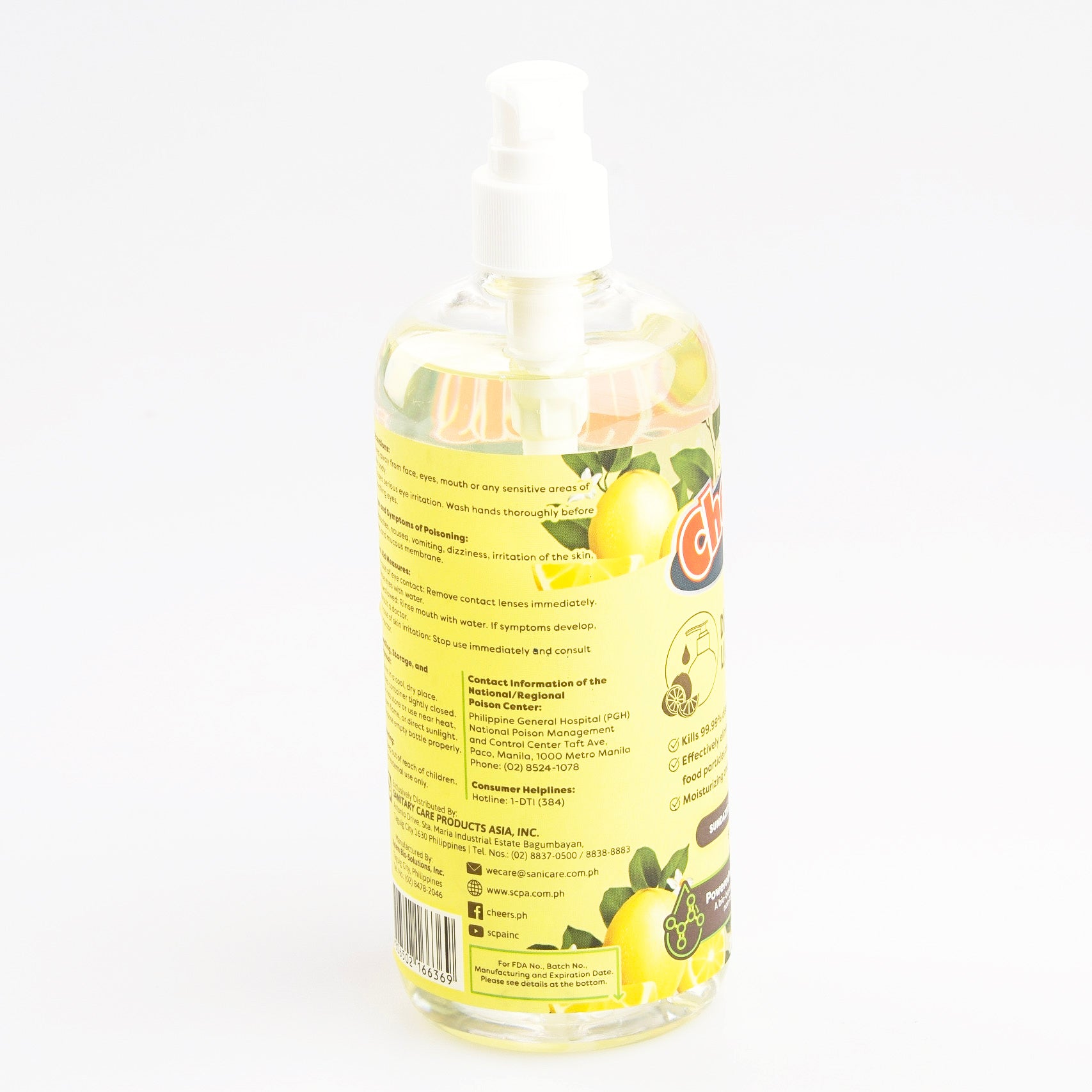Cheers Dishwashing Liquid 500ml - Sundazed Lemon Scent (1 Pump Bottle) CTG