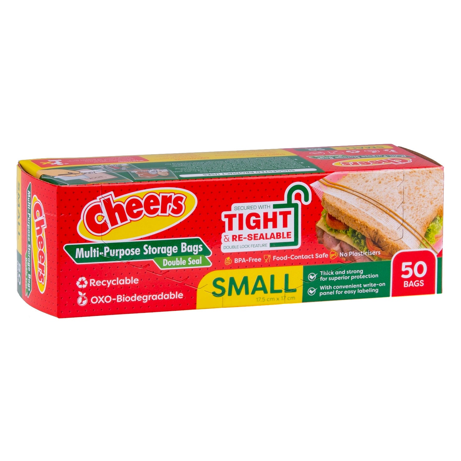 Cheers Small Size Multipurpose Storage Bag 50 Bags - Double Seal (1 Pack) CTC