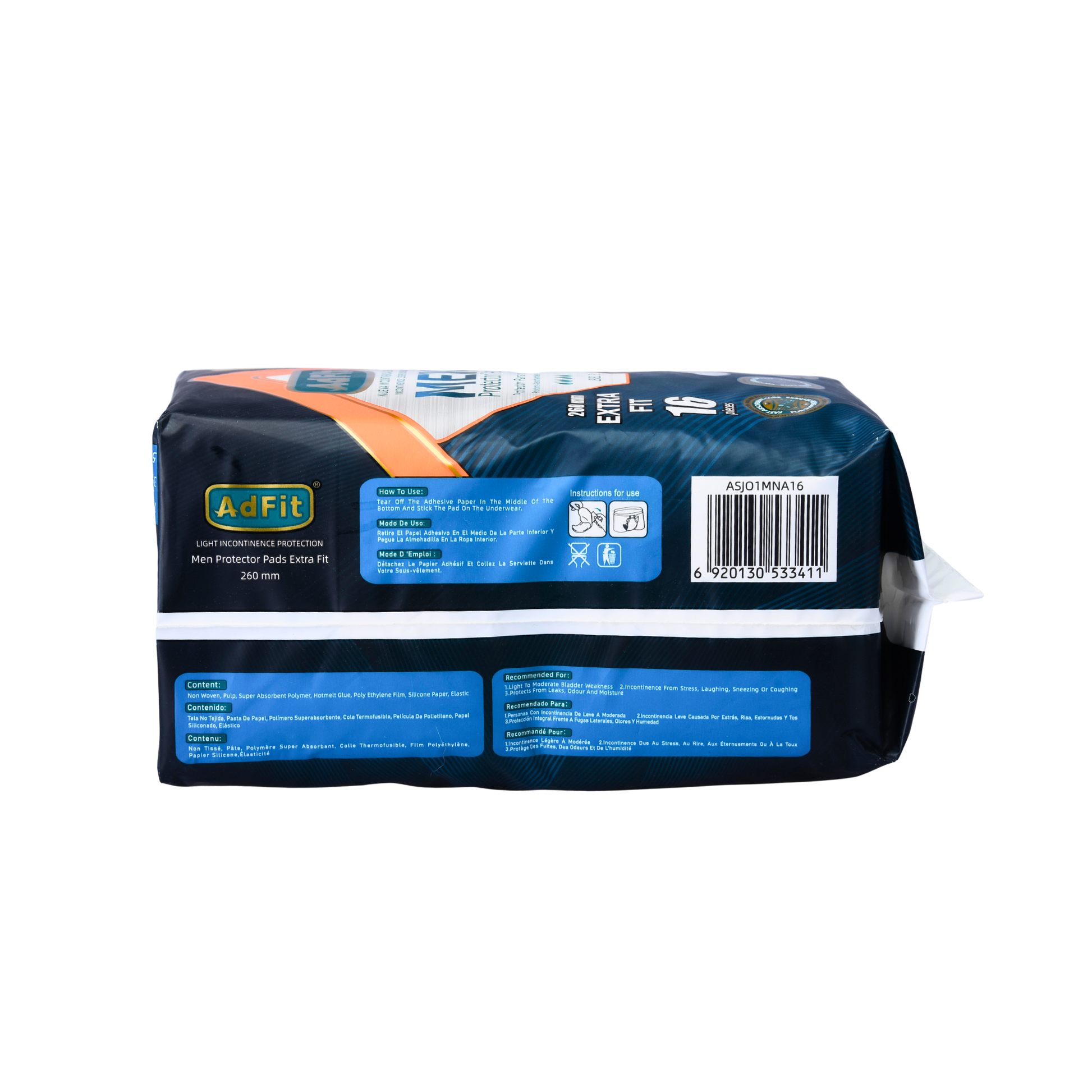 AdFit Men Protector Pads - 260 mm Extra Fit - 16 pieces per pack