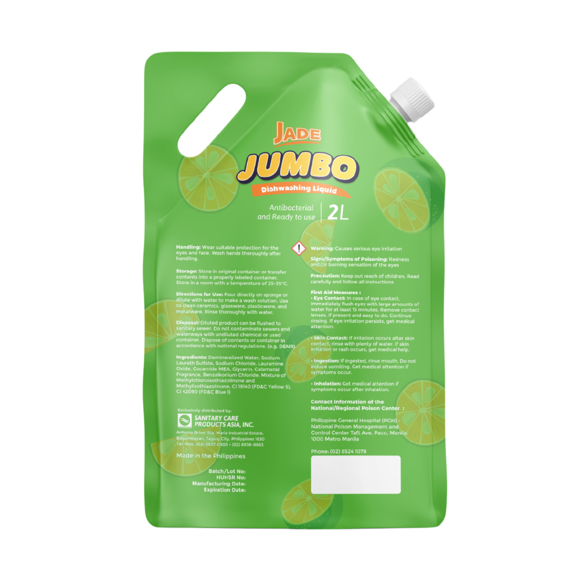 Jade Dishwashing Liquid Calamansi Scent 2L