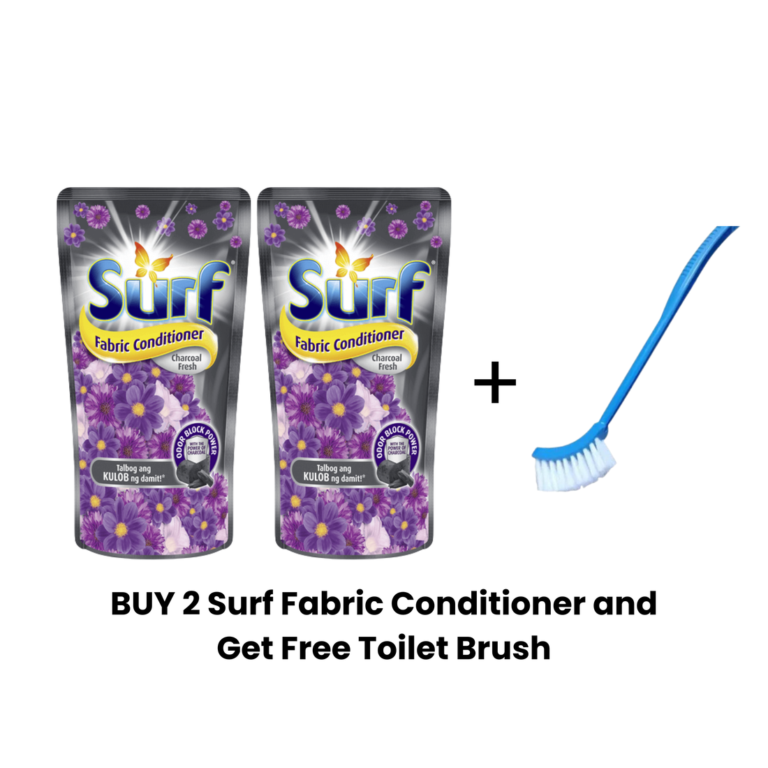 BUY 2 Surf Fabcon Charcoal Fresh Pouch 670ml GET FREE Toilet Brush