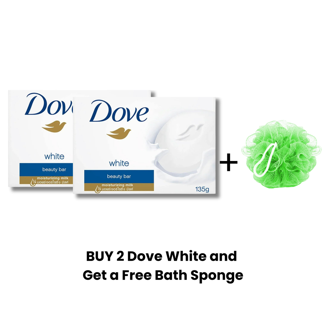 BUY 2 Dove Bar Soap Regular 135g GET FREE Bath Sponge