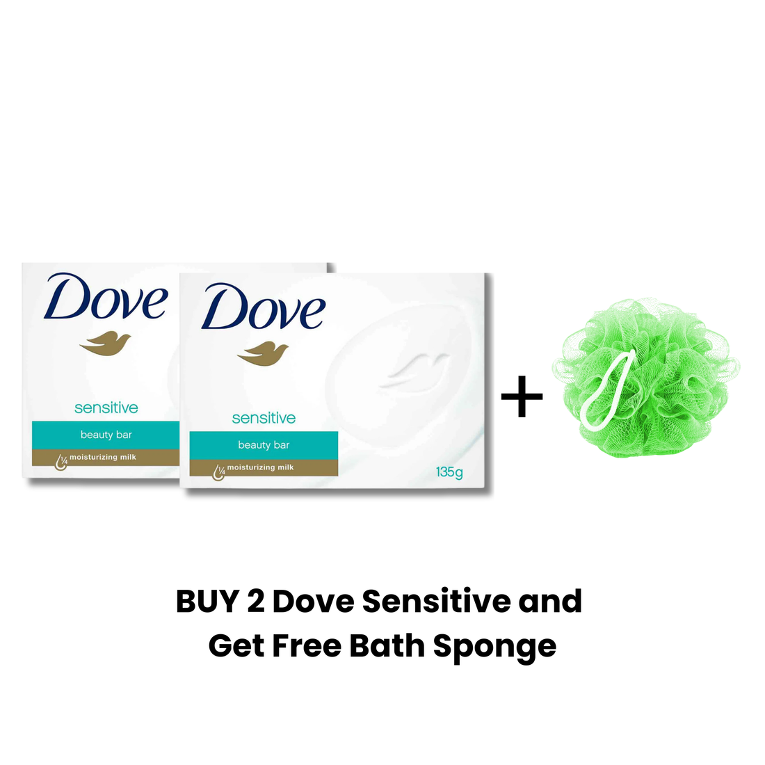 BUY 2 Dove Bar Soap Sensitive Skin 135g GET FREE Bath Sponge