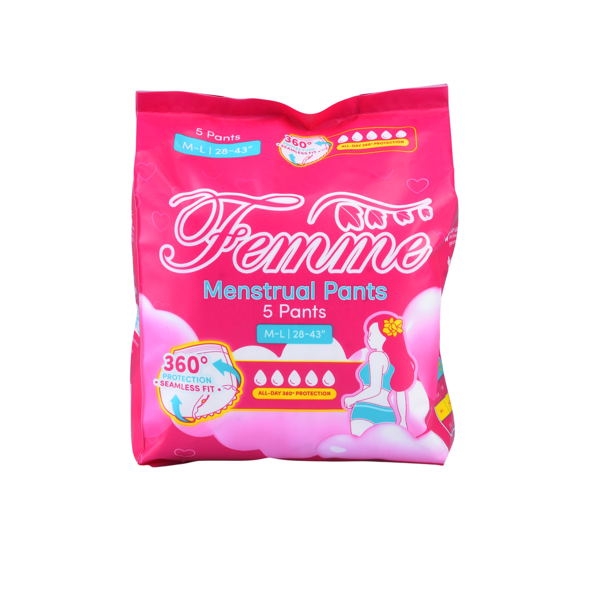 Femme Menstrual Pants – M-L 5 Pcs/Pack   12 Packs/Case