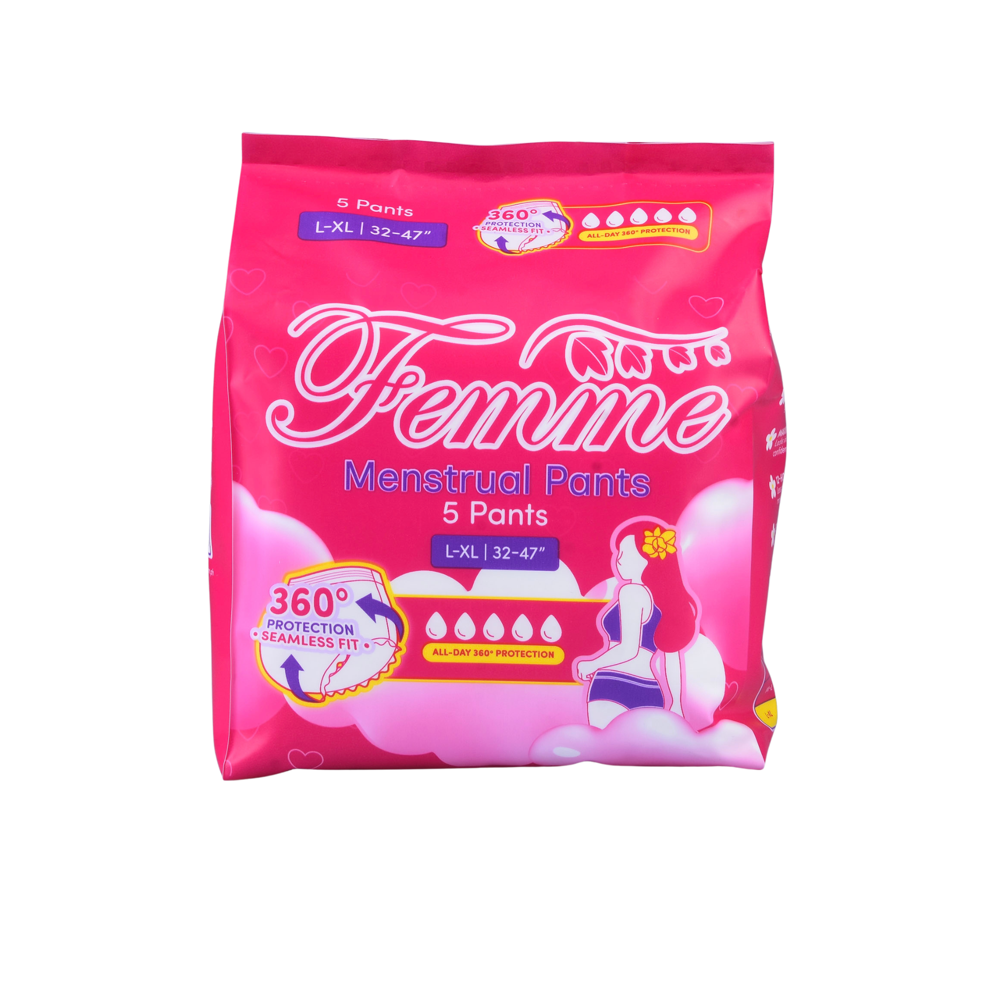 Femme Menstrual Pants – L-XL 5 Pcs/Pack   12 Packs/Case