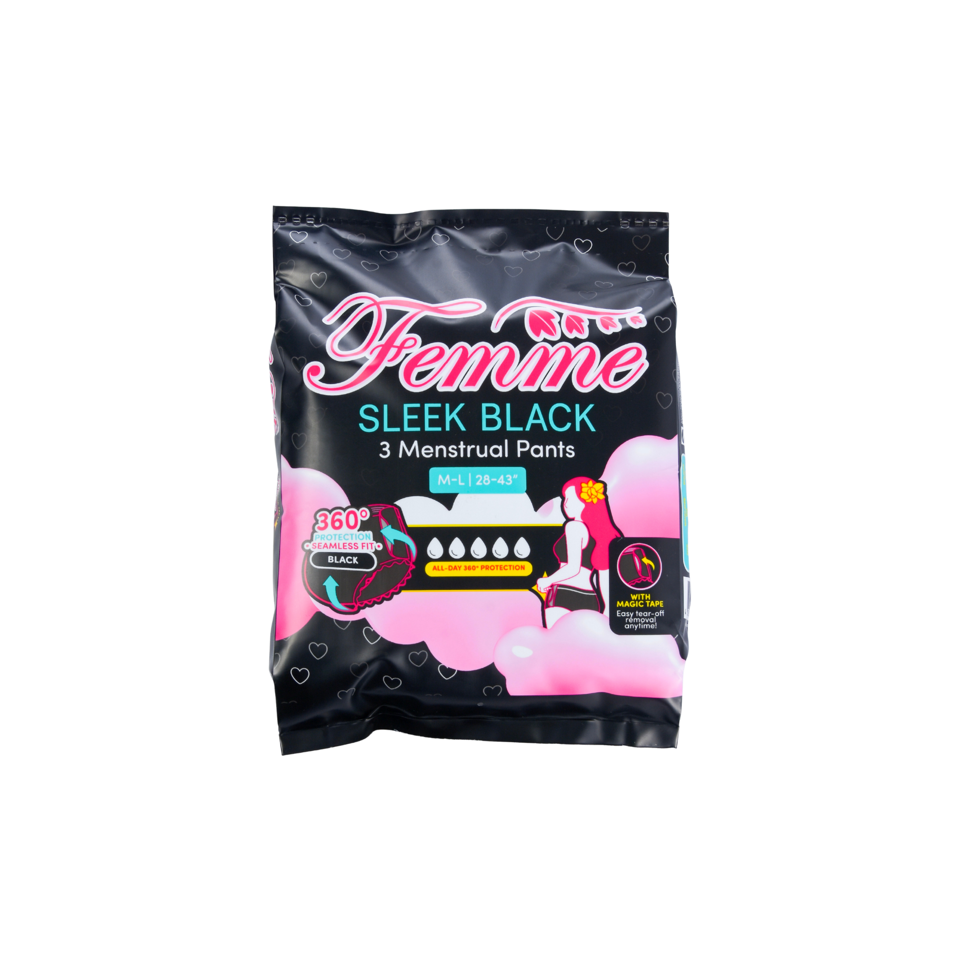 Femme Menstrual Pants Sleek Black Medium-Large