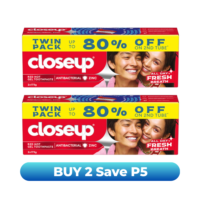 [Bundle of 2] Closeup Gel Toothpaste with Antibacterial Zinc Red Hot 175g Twin Pack