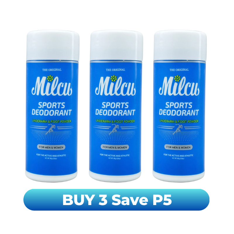 [Bundle of 3] Milcu Sports Deodorant Underarm &amp; Foot Powder 80g