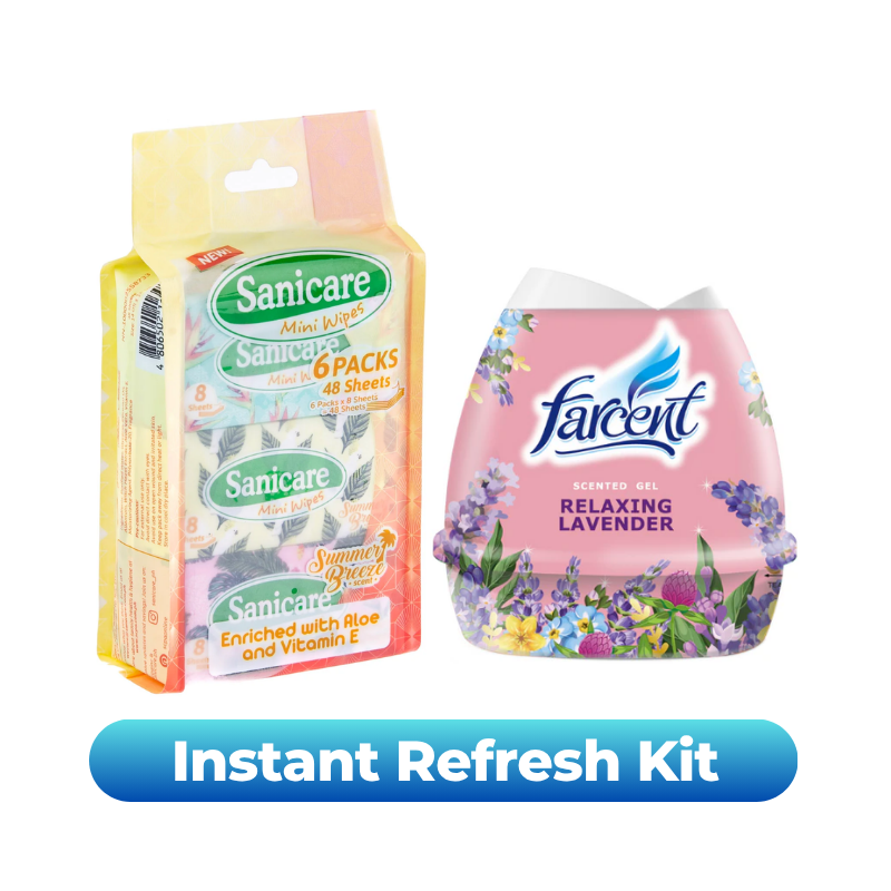 Instant Refresh Kit [Farcent Scented Gel + Sanicare Mini Wipes 6s]
