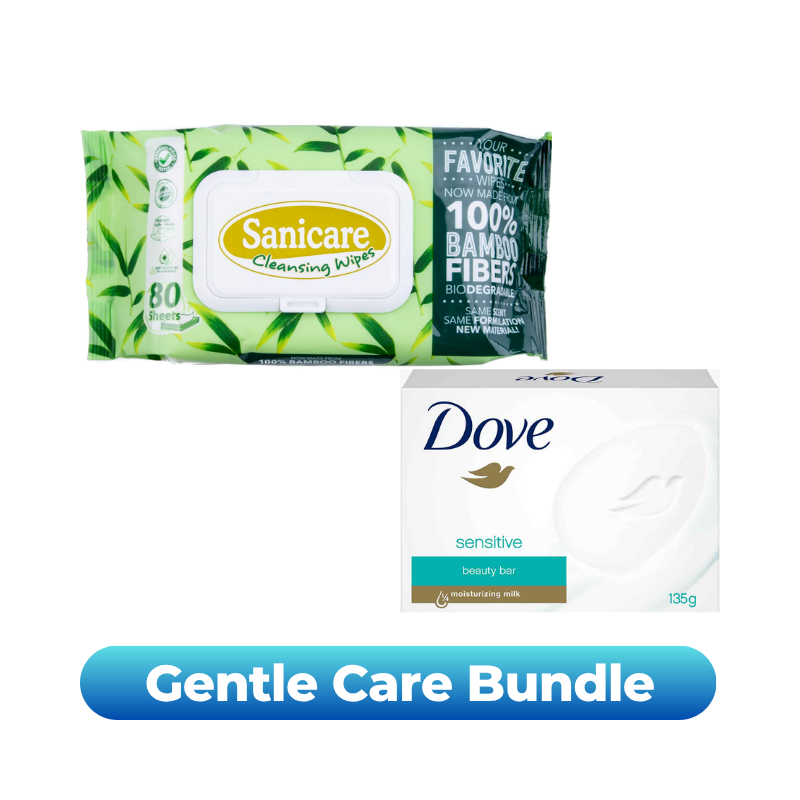 Gentle Care Bundle [Dove Bar Soap + Sanicare Bamboo Wipes]