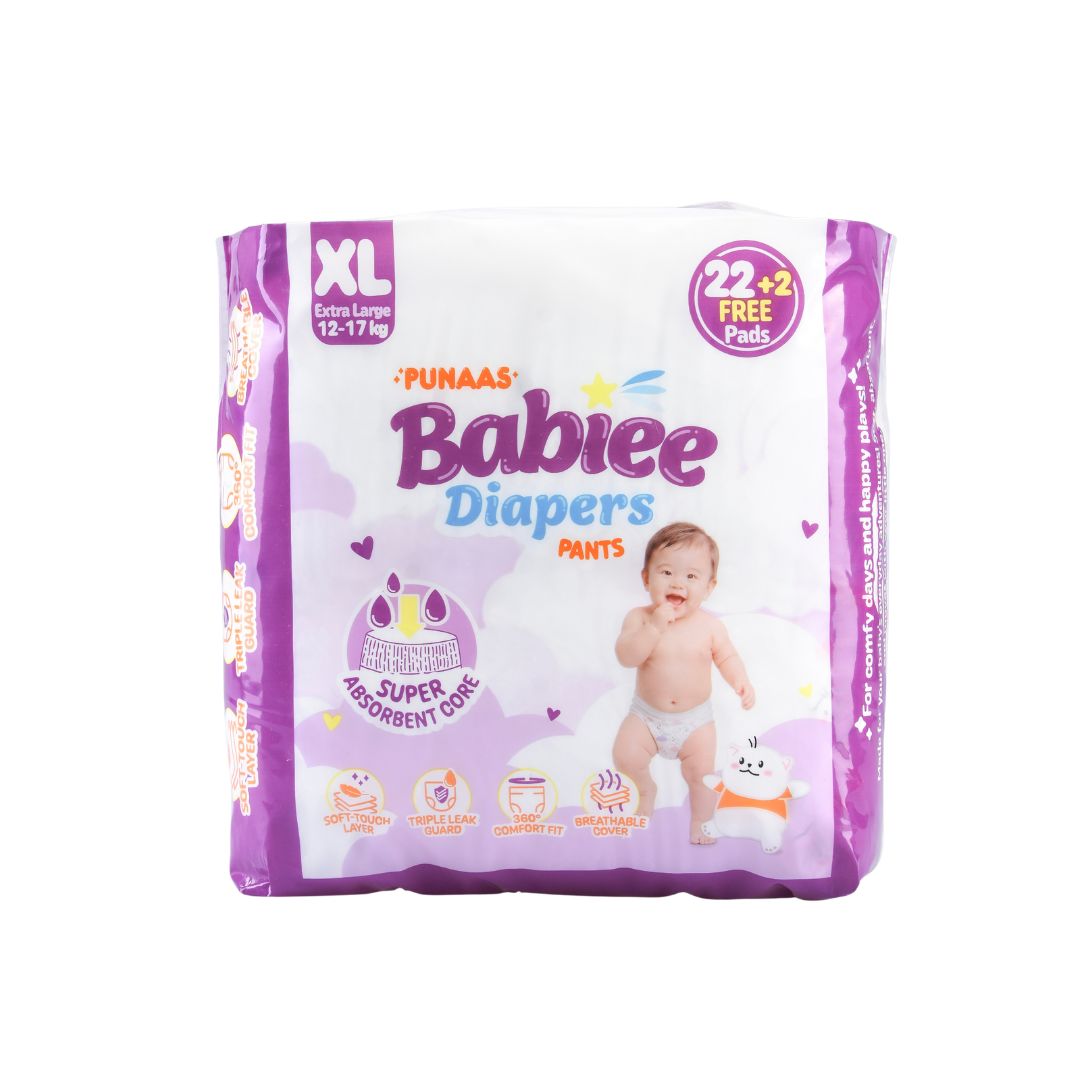 Punaas Babiee Diapers Pants Xlarge 24 Pads 22+2 Free Pads